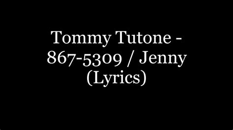 tommy tutone 867-5309 / jenny lyrics